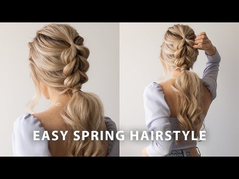 EASY BRAIDED PONYTAIL HAIRSTYLE SPRING 🌷 Wedding, Bridal, Long Hair