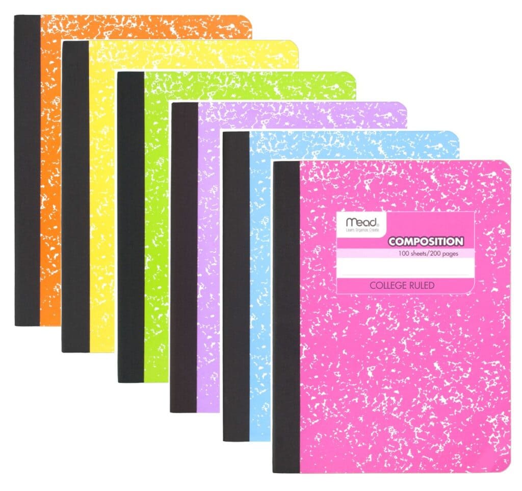 Composition notebooks in a rainbow of colors - college school supplies