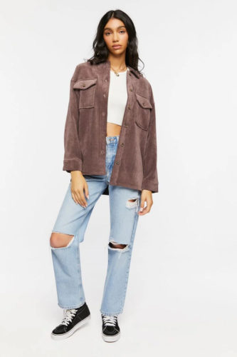 F21 Shacket Jeans Outfit