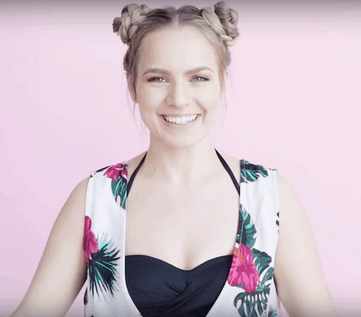 Kayley Melissa Dutch Braided Space Buns Hairstyle Tutorial