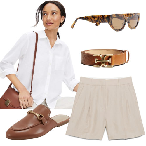 Linen Shorts Summer Work Outfit