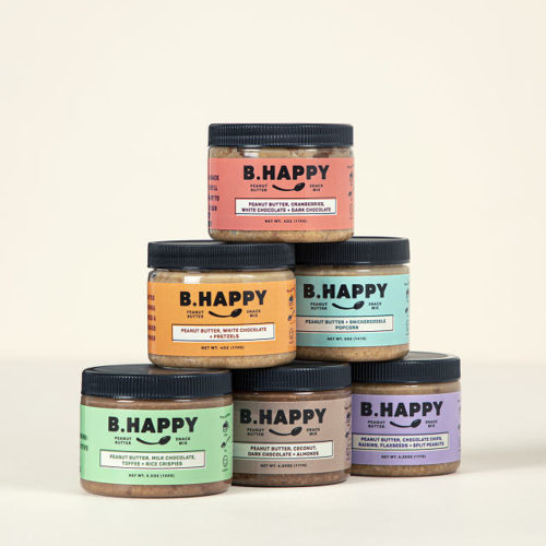 Peanut butter sampler set with six different jars of flavored peanut butter