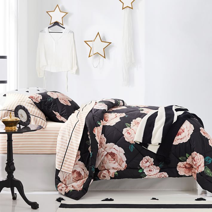 Floral rose and striped bedding set from PBTeen