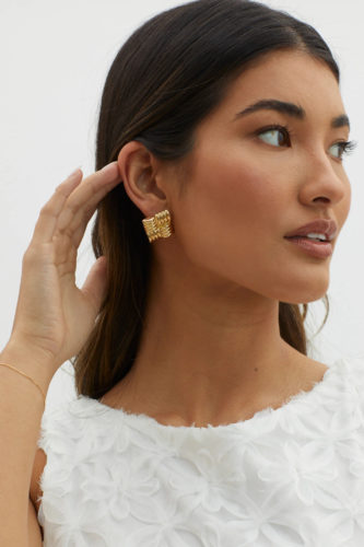 Selfie Leslie Square Ribbed Earrings