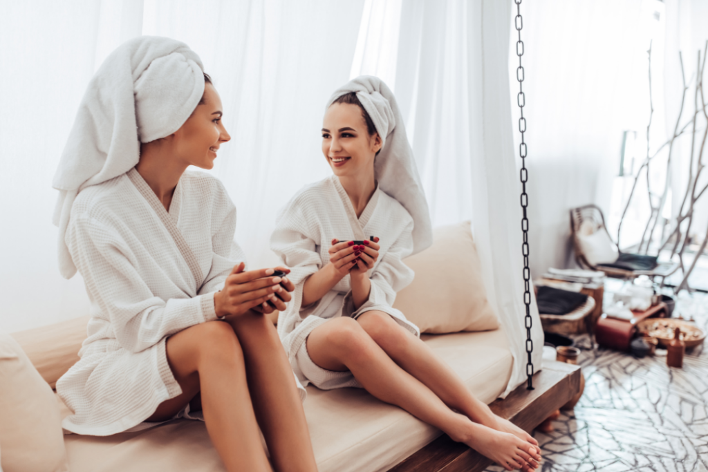 Photo of two women having a spa day