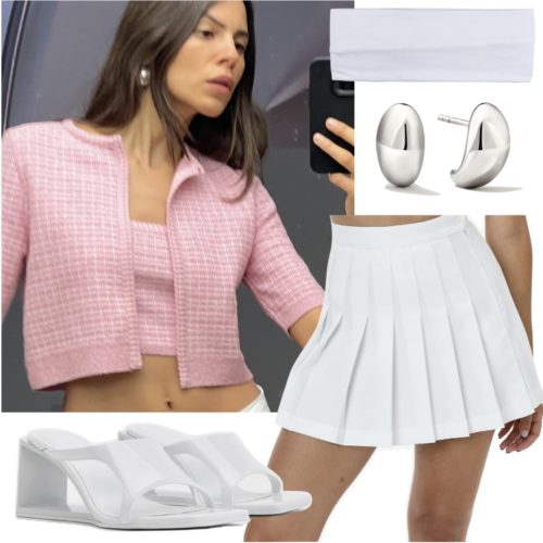 Tennis Core Outfit 5 with a sweater set and pleated mini skirt