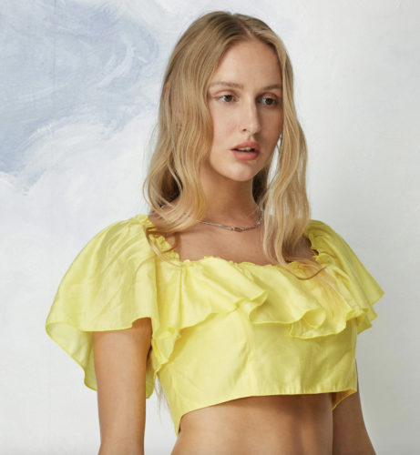 Yellow Ruffle Crop Top